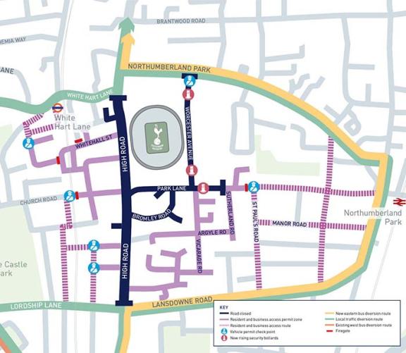 Tottenham Hotspur phase 2 road closure map