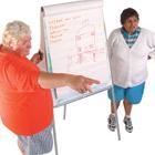 Two people with a flipchart