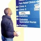 Man looking at a hospital sign