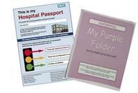 A hospital passport and a purple folder