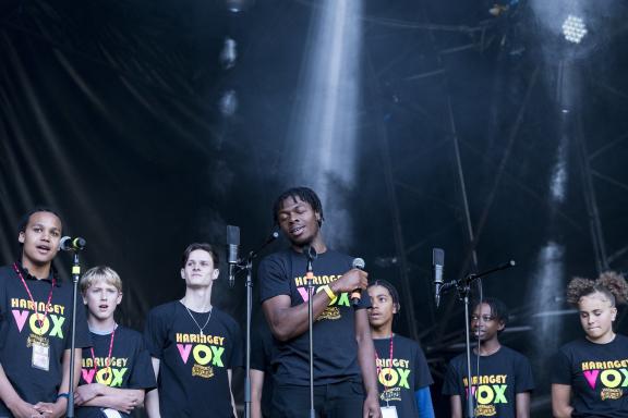 Haringey Vox Choir performing at Finsbury Park School Music Festival in 2023