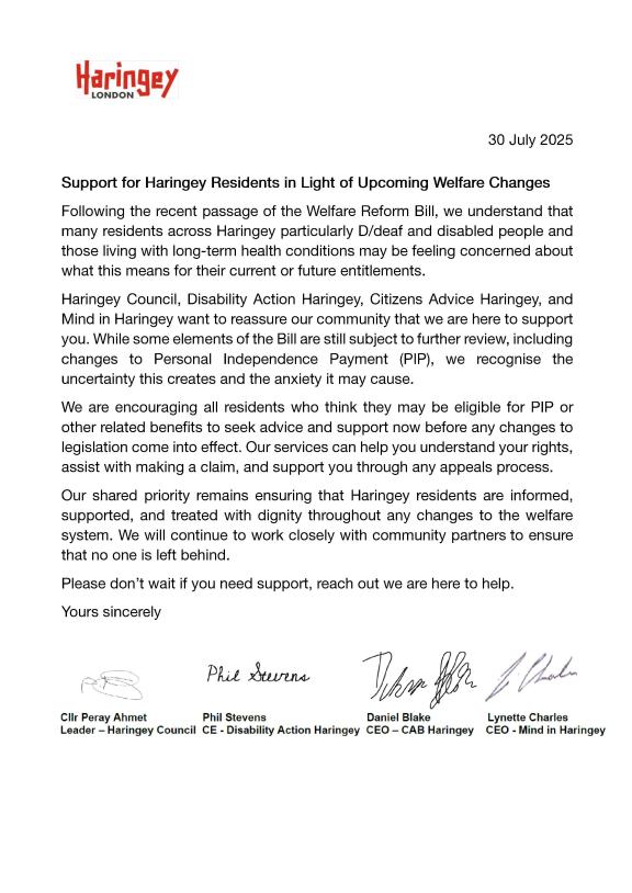 Joint statement July 2025 Disability Benefits