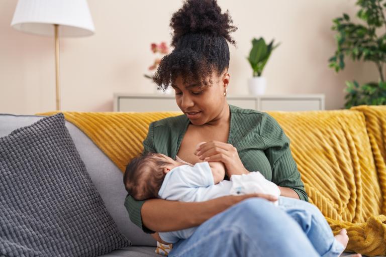 Mum breastfeeding baby