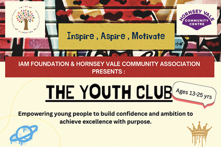 The Youth Club at Hornsey Vale Community Centre - ages 13 to 25. Every Friday 5.30pm to 9pm.