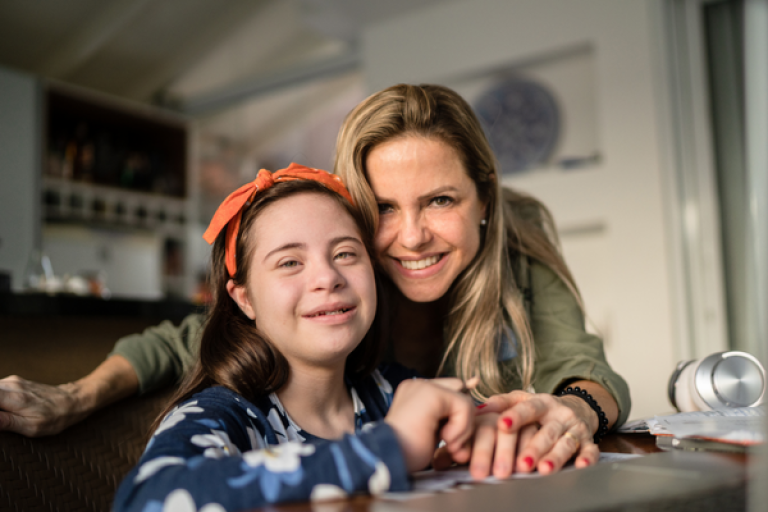 parent and child smiling together