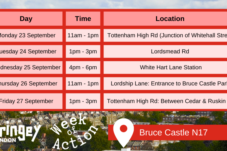 Week of Action timetable - Hornsey