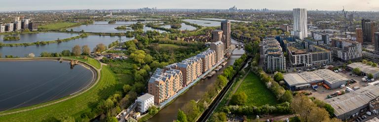 Aerial view of Hale Wharf