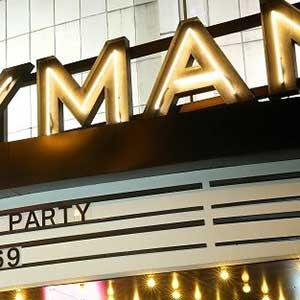 Everyman Cinema main entrance at nighttime