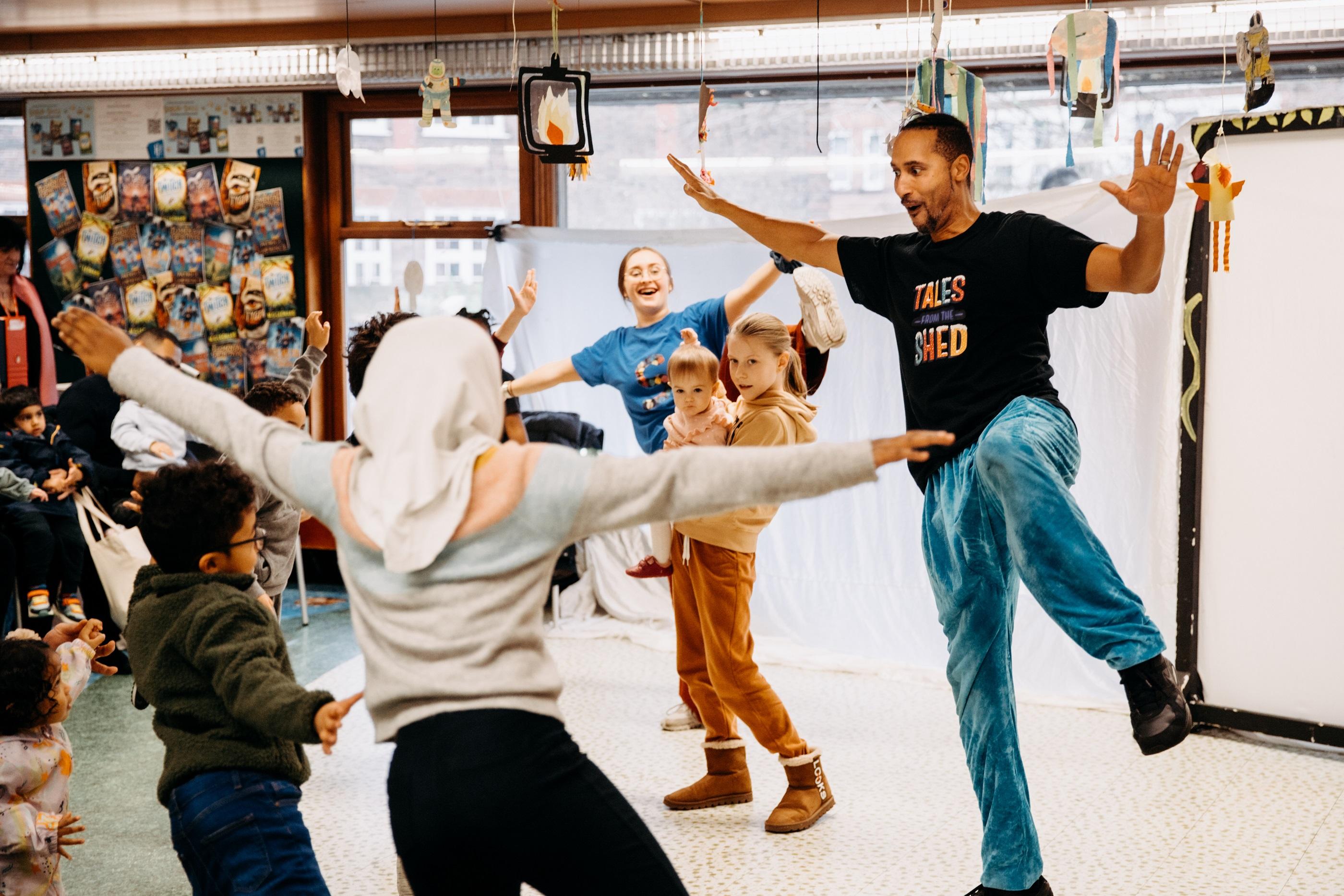 Chickenshed inclusive theatre perform at the launch event in Wood Green Library