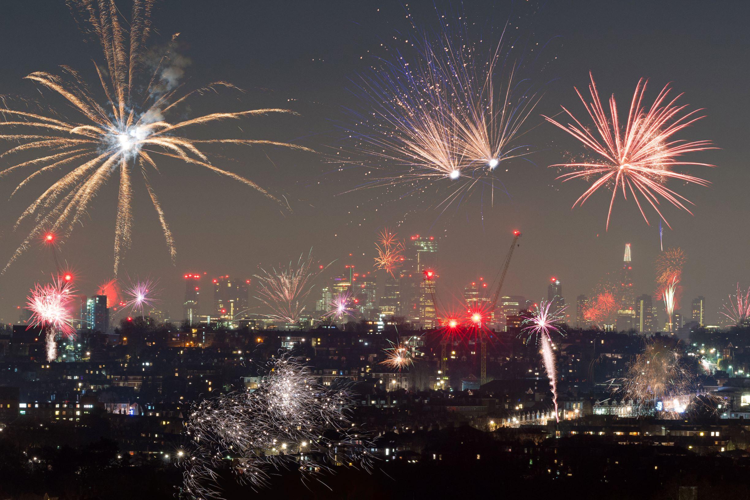 Fireworks seen from Alexandra Palace.